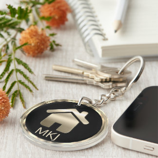 Anwesen in Schwarz und Gold - Monogramm Schlüsselanhänger