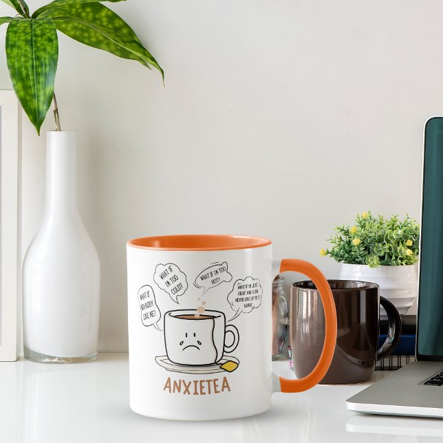ANXIETEA Tasse - 15 Oz Funny Cartoon Design (ANXIETEA Coffee Mug - 15 Oz Funny Cartoon Design | Glossy Ceramic Mug with Colored Accents)
