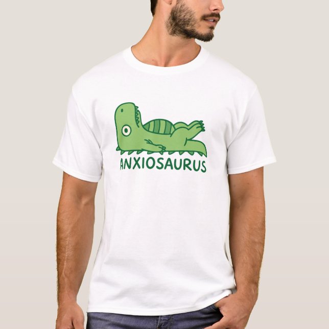 Anxiousaurus Mental Health Anxiety Pun T-Shirt (Vorderseite)