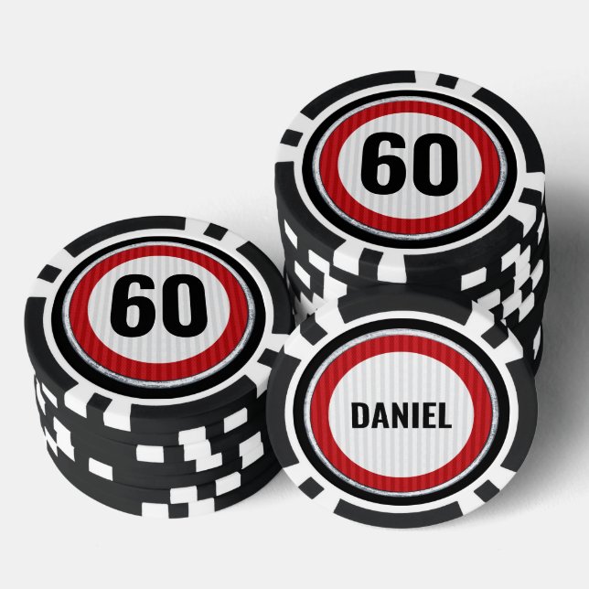 ANY AGE 60th Birthday Speed Limit Sign Pokerchips (Stapel)