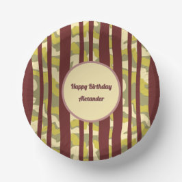 Any Age Adult Birthday Camo Stripes Pattern Pappteller