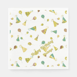 Any Age Birthday Celebration Silhouette Pattern Serviette