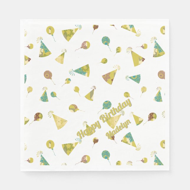 Any Age Birthday Celebration Silhouette Pattern Serviette (Vorderseite)