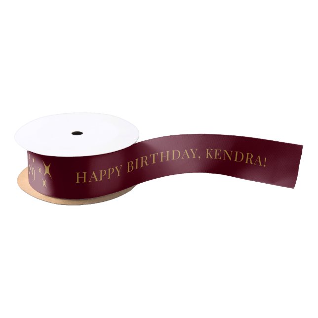ANY AGE Burgundy Personalized Birthday Gift Satinband (Spule)