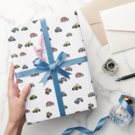 Any age monster truck boy birthday gift geschenkpapier