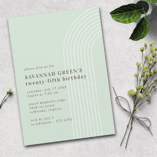 Any Age | Pastel Mint Green Minimalist Birthday Einladung