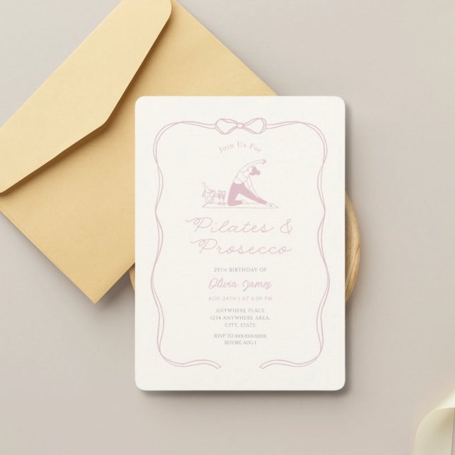 Any age pilates and prosecco birthday einladung (Von Creator hochgeladen)