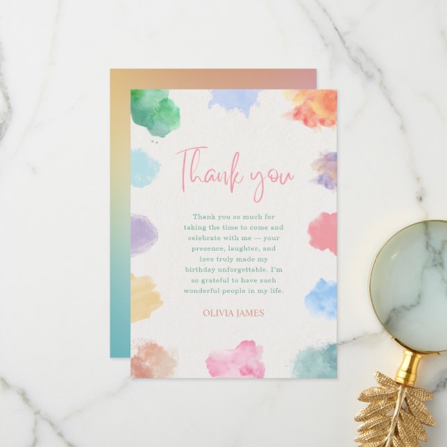 Any age sip and paint birthday  dankeskarte (Vorderseite/Rückseite Beispiel)