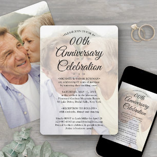ANY Anniversary 2 Photo Elegant Script Overlay Einladung
