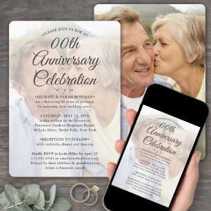 ANY Anniversary 2 Photo Elegant Script Overlay Einladung