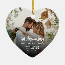 Any Anniversary Couple's Names, Message & 2 Photos Keramik Ornament