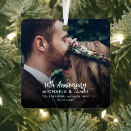 Any Anniversary Couple's Names, Message & 2 Photos Ornament Aus Metall