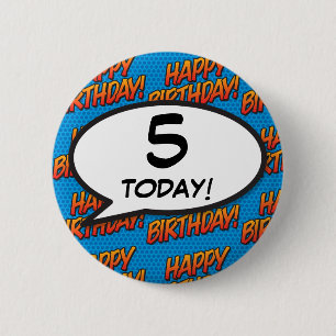 Any Birthday Age Fun Retro Comic Book Button
