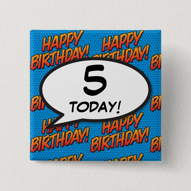 Any Birthday Age Fun Retro Comic Book Button (Vorderseite)