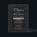 ANY Birthday Cheers Elegant Confetti Black Einladung<br><div class="desc">Laden Sie Ihre Familie und Freunde zu einem eleganten Geburtstagsfest ein, mit individuellen Party Einladungen aus Schwarz und Imitat Silber. Alle Formulierungen auf dieser Vorlage (inklusive "Cheers to 40 Years") sind für einen 40. Geburtstag Set, können aber für jedes Jahr oder jede Art von Veranstaltung einfach personalisiert werden. Das Design...</div>