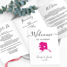 Any Color Alaska Wedding Welcome Itinerary Letter Dreifach-gefaltete Programmkarte