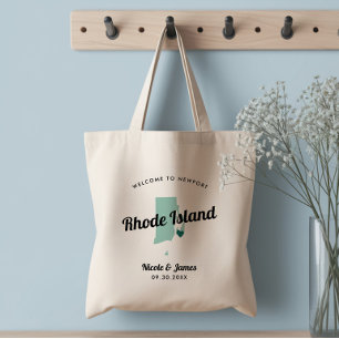 Any Color Rhode Island Map Wedding Welcome Bag,  Tragetasche
