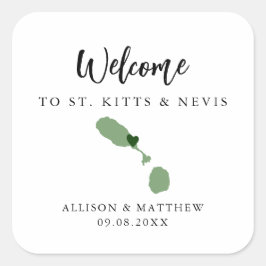 Any Color St. Kitts & Nevis Wedding Welcome Bag Quadratischer Aufkleber