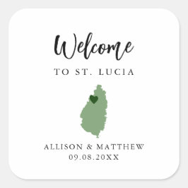 Any Color St. Lucia Wedding Welcome Bag Quadratischer Aufkleber