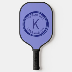 Any Initial, Name or Text Hand Drawn Blue Circle Pickleball Schläger