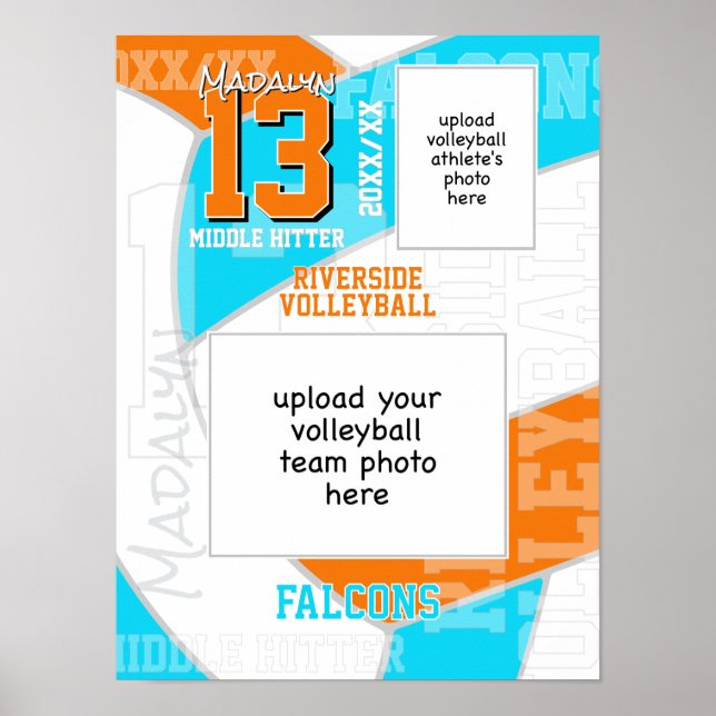 ANY team colors volleyball player + team photo Poster (Vorne)
