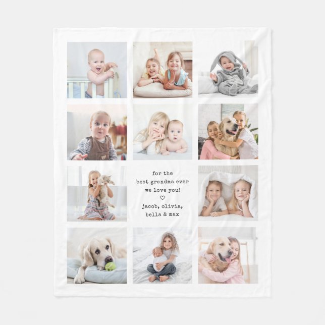 Any Text 11 Photo Collage Simple Modern Keepsake Fleecedecke (Vorderseite)