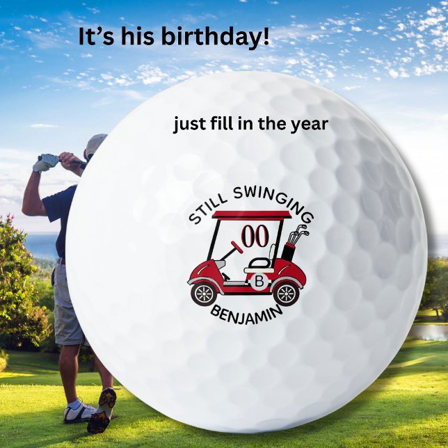 ANY YEAR Birthday Custom Cart Monogram Name  Golfball (Von Creator hochgeladen)