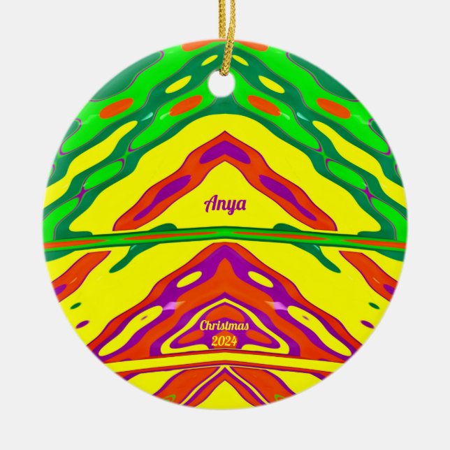 ANYA ~ 3D CHRISTMAS Red Green Yellow 2024 Keramik Ornament (Vorne)