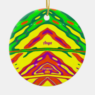 ANYA ~ 3D CHRISTMAS Red Green Yellow 2024 Keramik Ornament