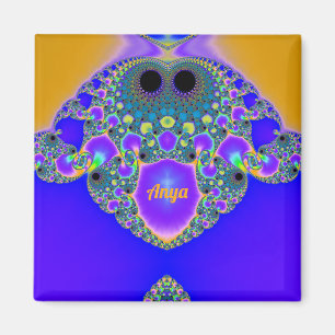 ANYA ~ Abstraktes Muster ~ Blau Lila Gelb ~ Magnet