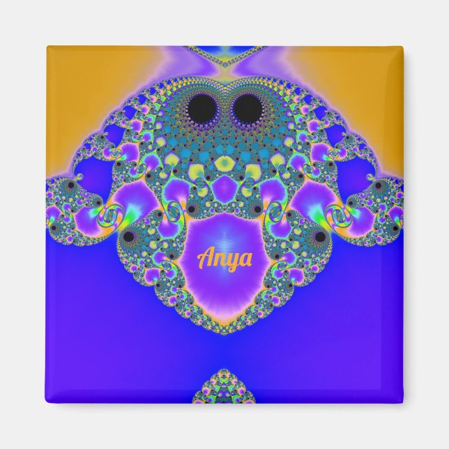 ANYA ~ Abstraktes Muster ~ Blau Lila Gelb ~ Magnet