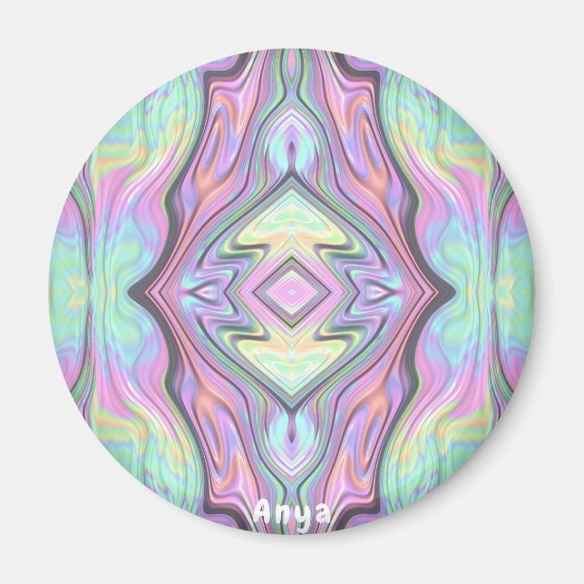 ANYA ~ Gelbgrün und rosa Peeldesign Magnet (Vorne)