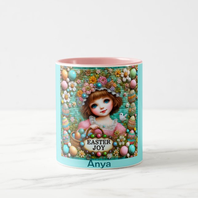 ANYA ~ VINTAGE MÄDCHEN~ Sehr süß Zweifarbige Tasse (Mittel)