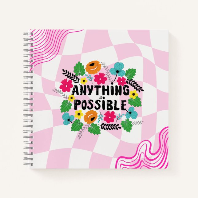 “Anything is Possible” Floral Motivational  Notizbuch (Vorderseite)