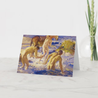 Anzacs Bade in Sea Fine Art Grußkarte Karte