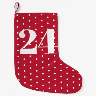 Anzahl   Advent Calendar Rote und weiße Polka Punk Kleiner Weihnachtsstrumpf