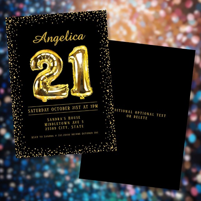 Anzahl Ballons 21. Geburtstagsfeier Einladung (Number Balloons 21st Birthday Invitation.)