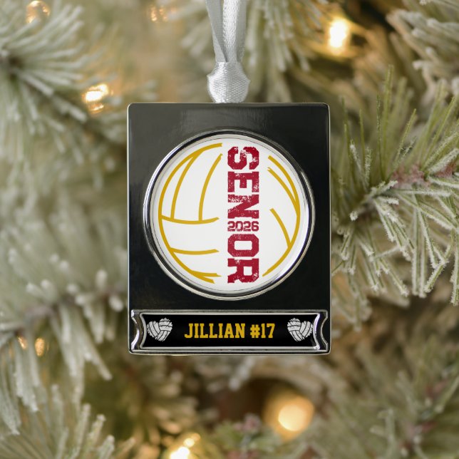 Anzahl der geplagten Volleyball-Senior-Jahre Banner-Ornament Silber (Baum)