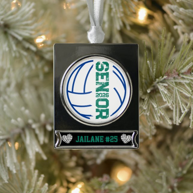 Anzahl der geplagten Volleyball-Senior-Jahre Banner-Ornament Silber (Baum)