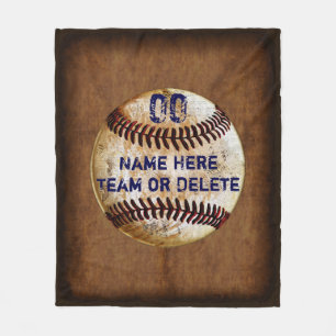 Anzahl, Team, Name des Spielers Baseball Blanket Fleecedecke