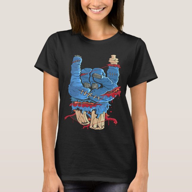 Anzeichen der Hörner Blutknochenhand T-Shirt (Vorderseite)