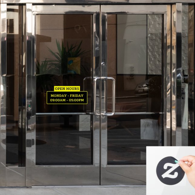 Anzeige der Öffnungszeiten an der Glastür Fensteraufkleber (Büro Tür)