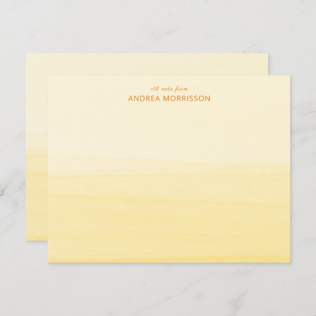 Anzeige der Yellow Watercolor Ombre Note Card Mitteilungskarte (Vorne/Hinten)