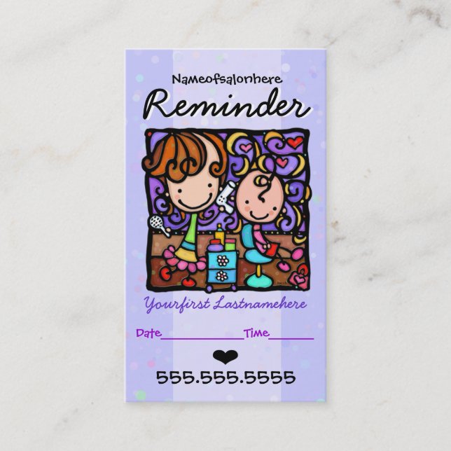 Anzeige des Haares Terminkarte (Vorderseite)