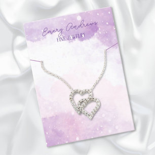 Anzeige des lila Designers Schmuckanhängers Visitenkarte