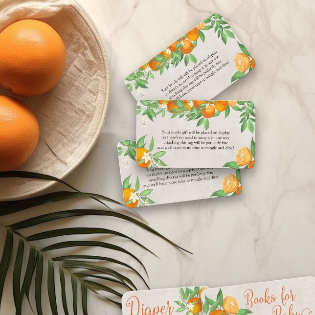 Anzeige Dusche ohne Wrap Gedicht Citrus Orange neu Begleitkarte (Display Shower insert cards from my Citrus Orange Baby Shower collection)
