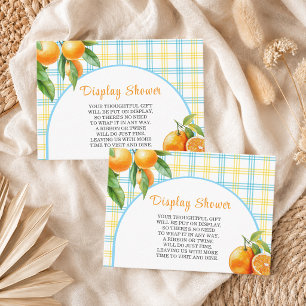 Anzeige Dusche Orangen Weiß Blau Gingham Begleitkarte