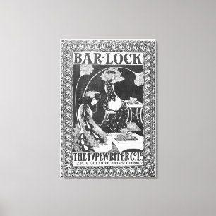 Anzeige für Bar-Verschluss Schreibmaschinen, Leinwanddruck