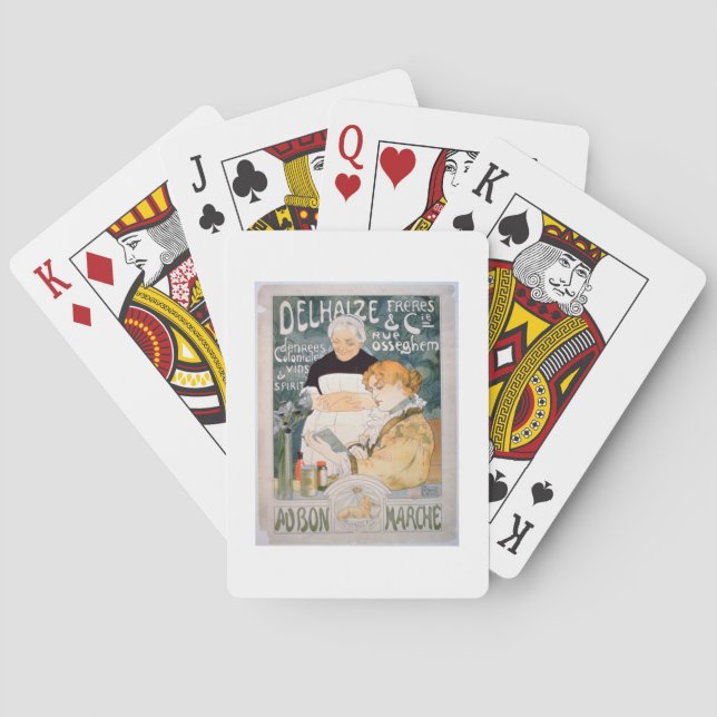 Anzeige für Delhaize, Brüder und Co. am Th Spielkarten (Rückseite)