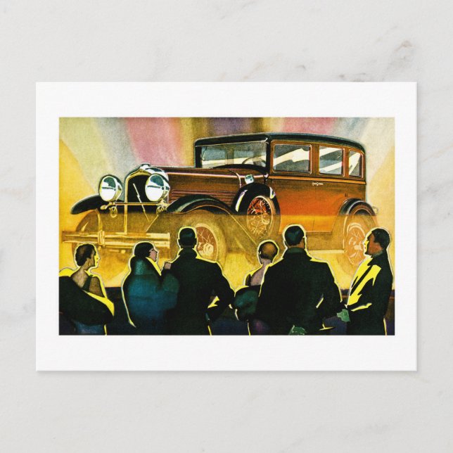 Anzeige für Luxus-Oldtimer Postkarte (Vorderseite)